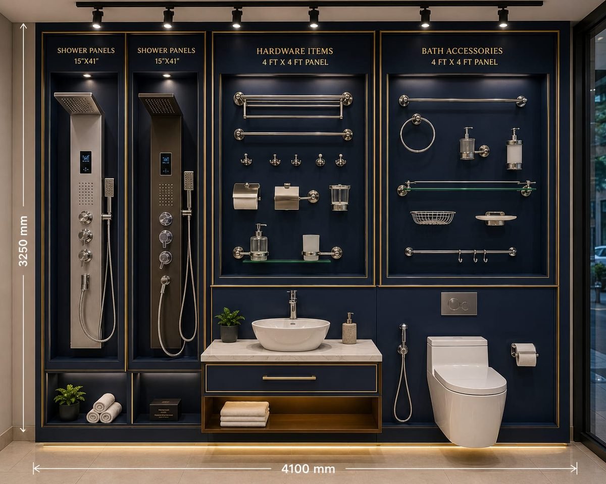 Custom showroom display wall design layout