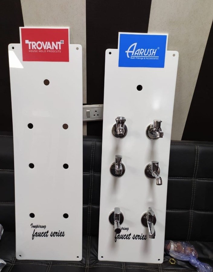 Trovant and Aarush faucet series wall display panels